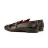Double monk slipper in combinatie van zwart krokodillen leer en zwart kalfsleer en zwart leren zool.