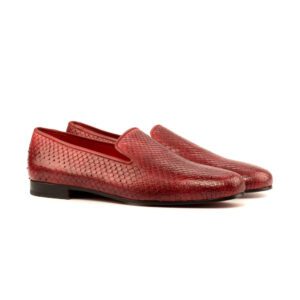 Dames slipper Appleby in rood python leer met leren zool.