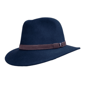 zwarte fedora hoed met donkerbruin suede band