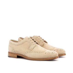 Tan suede derby full brogue dames schoenen