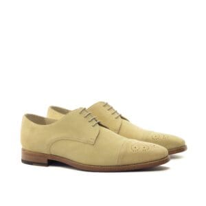 Derby herenschoen in zandkleurig suede