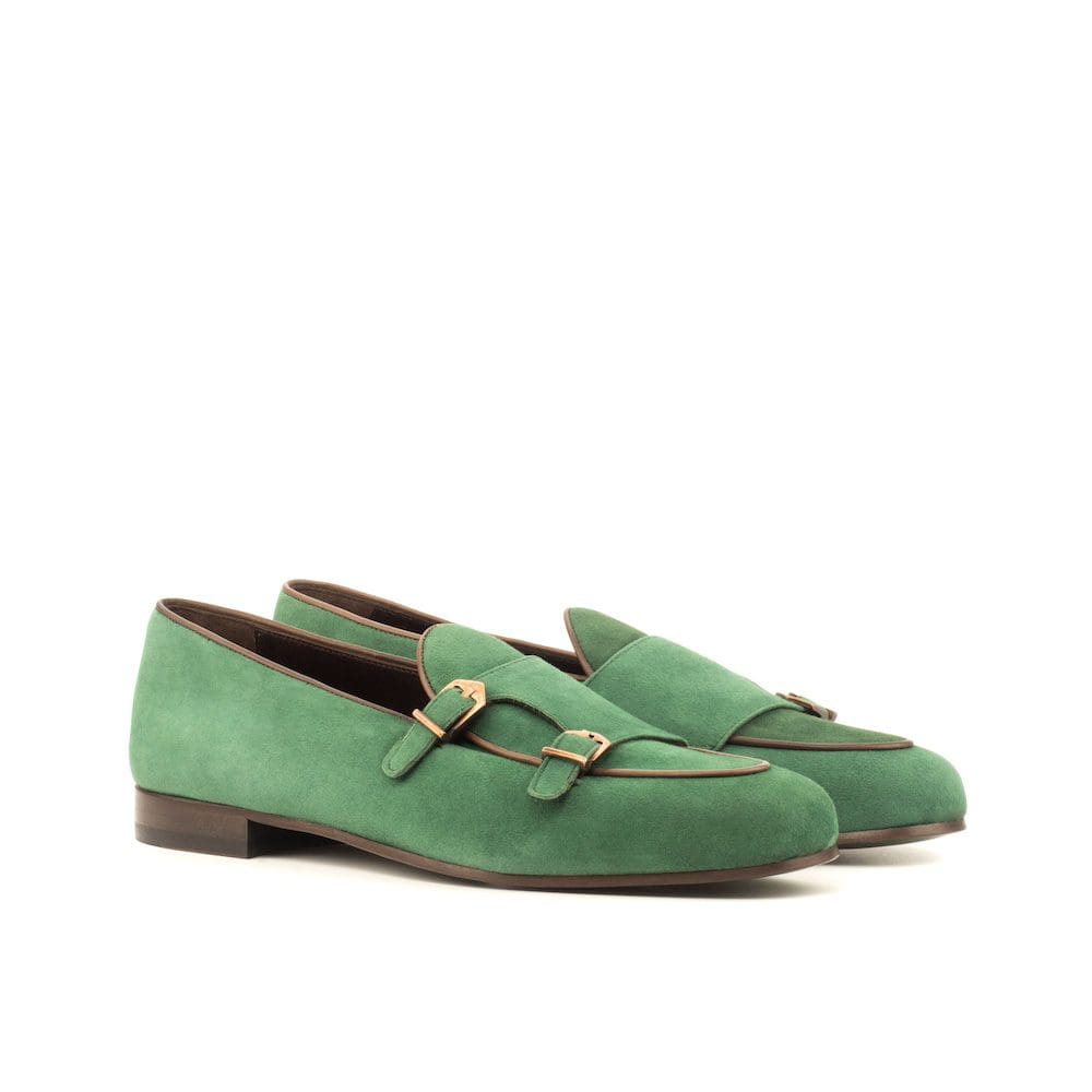 monk slipper in groen suede