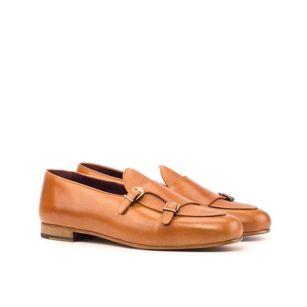 monk slipper in cognac kleurig leer