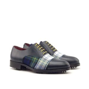 Golf schoenen in donkerblauw met lichte tartan