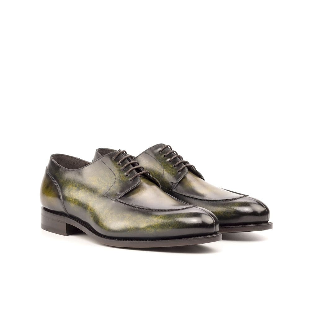 Derby split toe in donkergroen patina