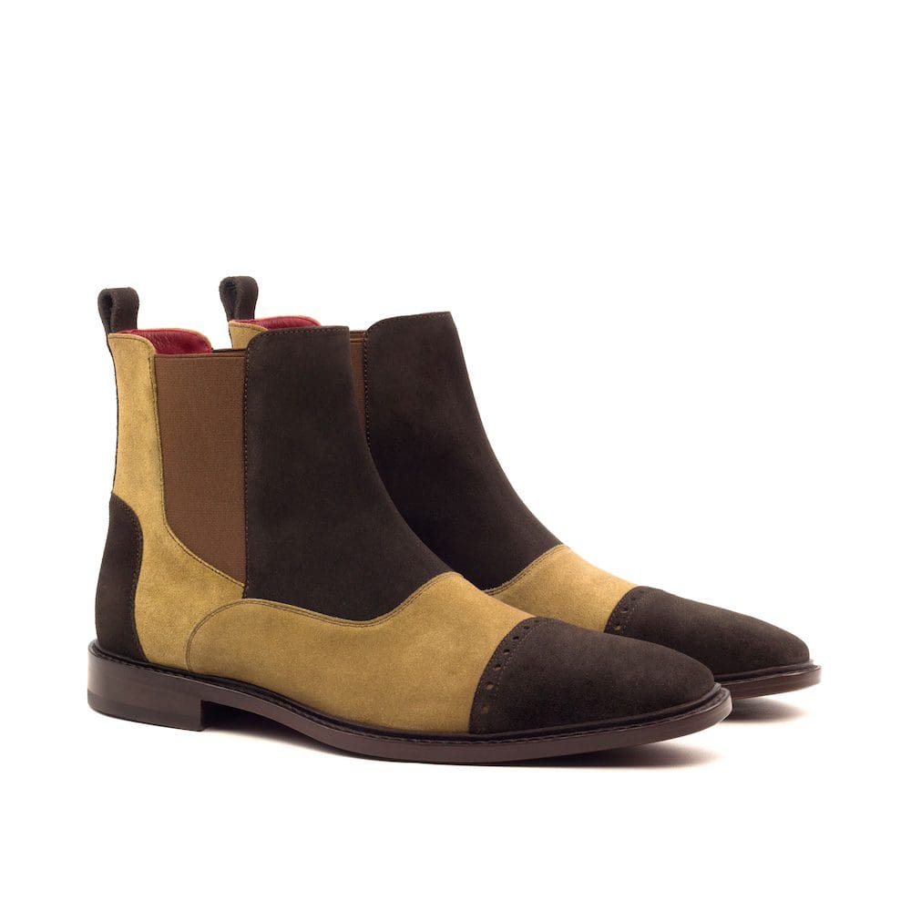 multi chelsea boot in diverse bruine tinten suede
