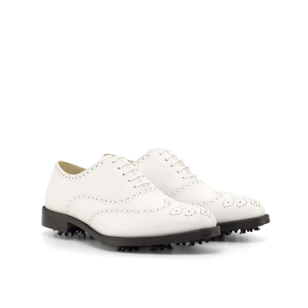 Wit kalfsleren golf schoenen full brogue