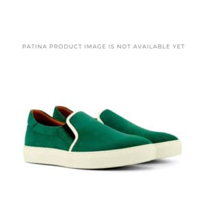 Heren slip on in groen suede