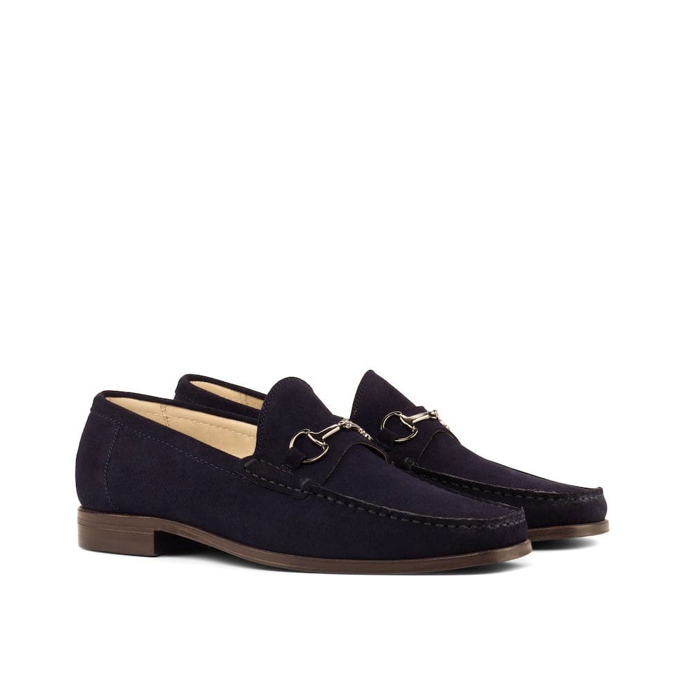 mocassin in blauw suede