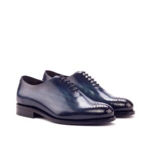Denim gekleurd patina whole cut oxford schoenen