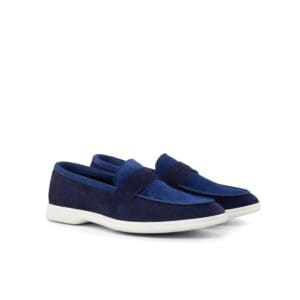 Twee kleuren blauw suede flex loafers