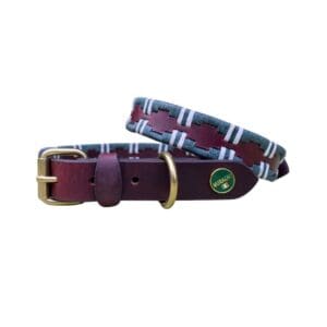 Polo halsband met donkergroen en wit garen