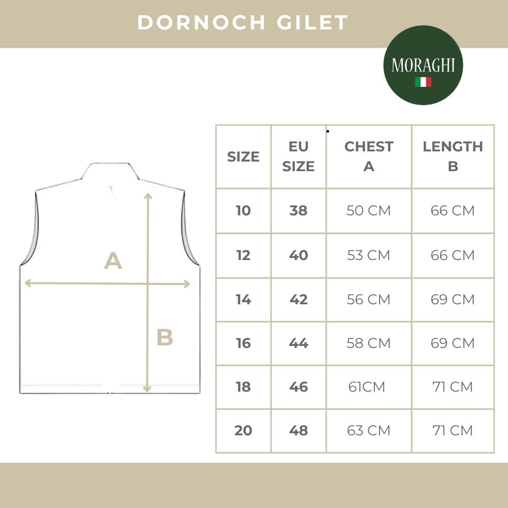 Maattabel Dornoch gilet dames