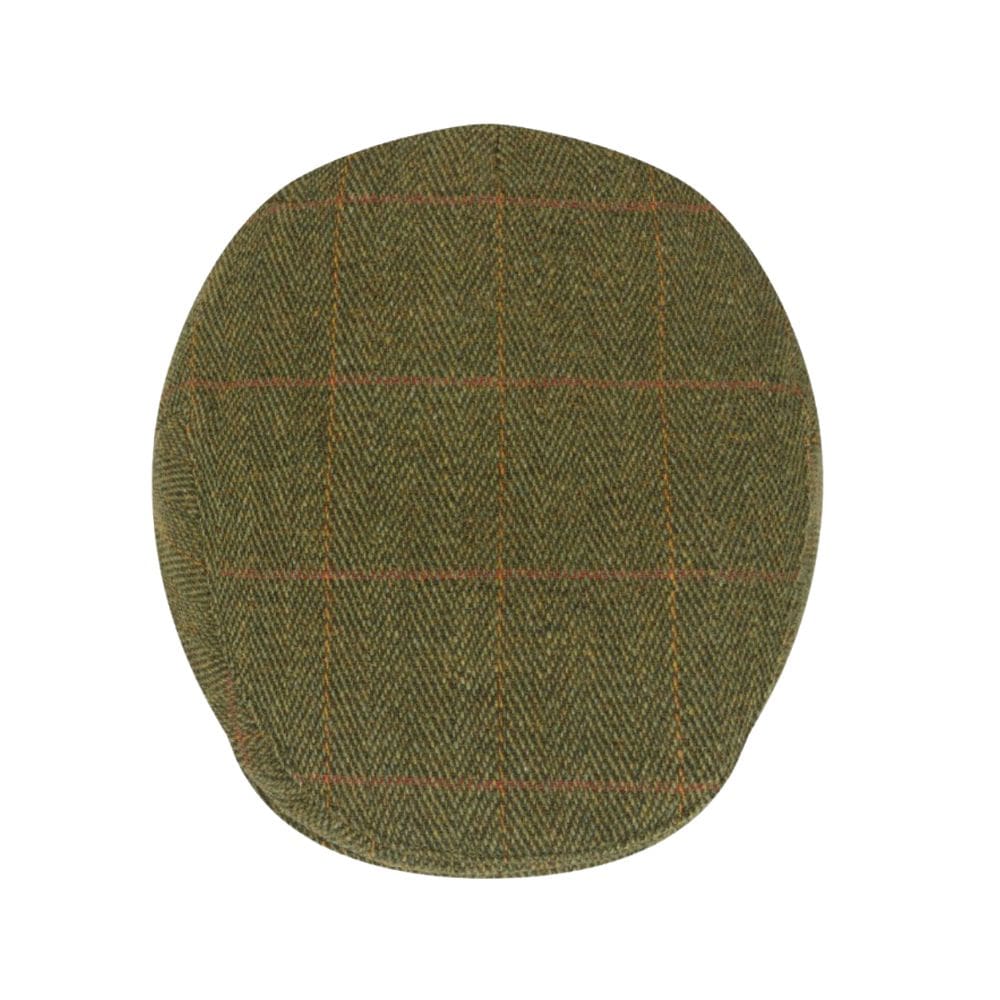 tweed flat cap in groene kleur van boven af gezien