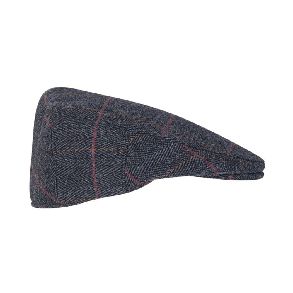 blauwe tweed flatcap zij aanzicht