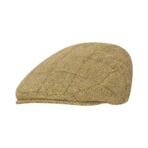 tweed flat cap in stro kleur voor aanzicht