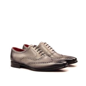 Full brogue herenschoenen in grijs met burnishing