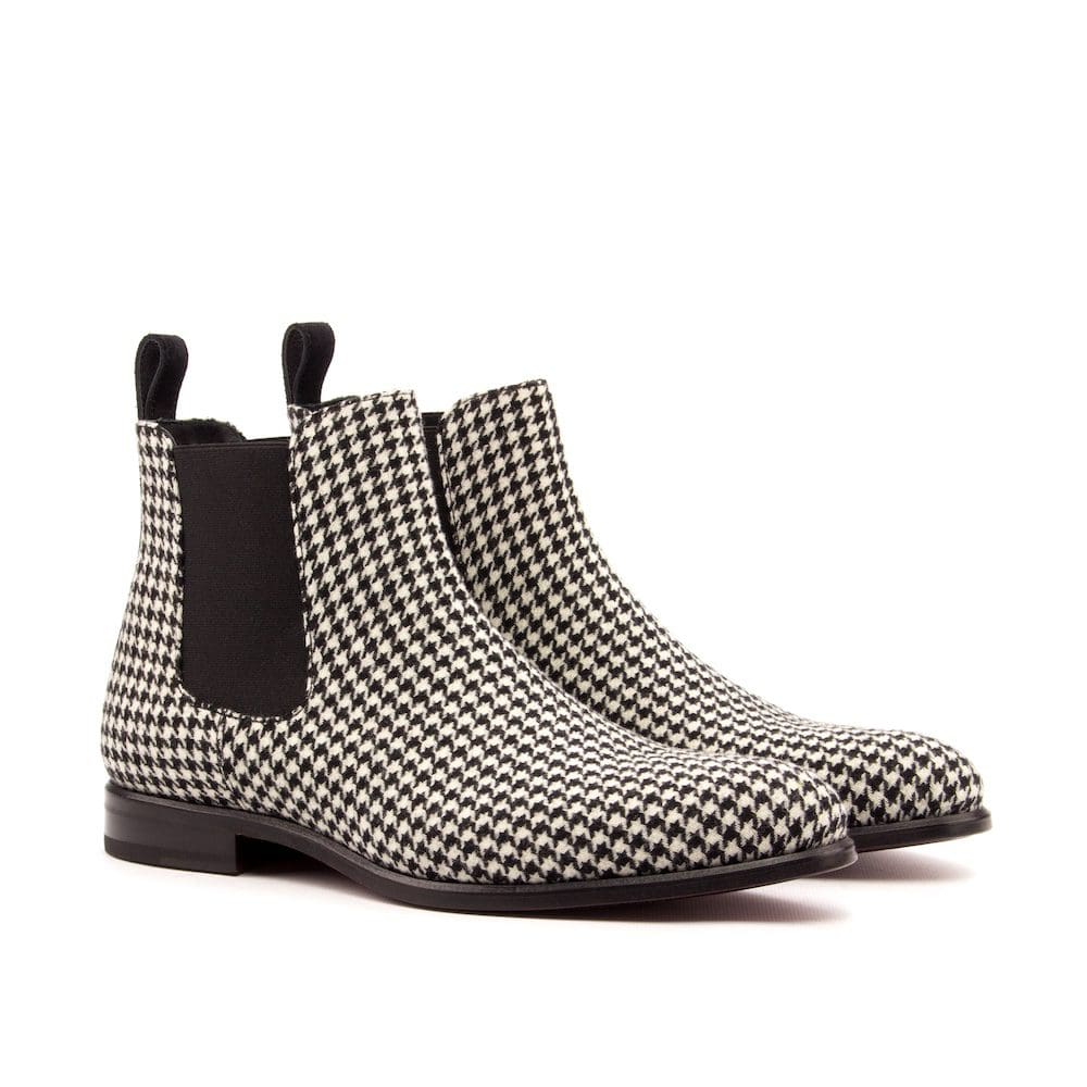 Houndstooth chelsea boots met zwart elastiek