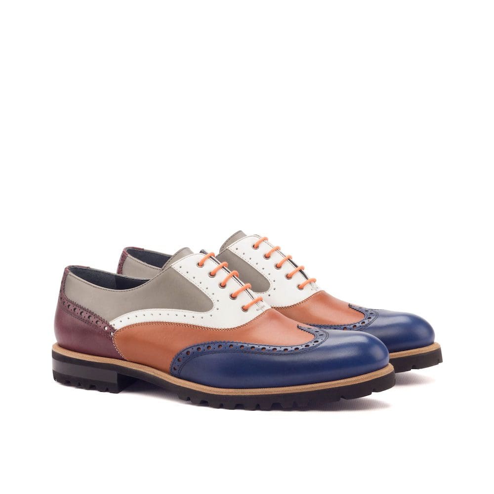 Multi colour kalfslederen full brogues damesschoenen