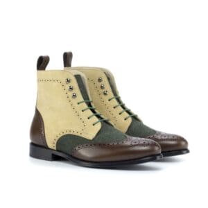 Suede met flanel en kalfsleren brogues veterlaarzen