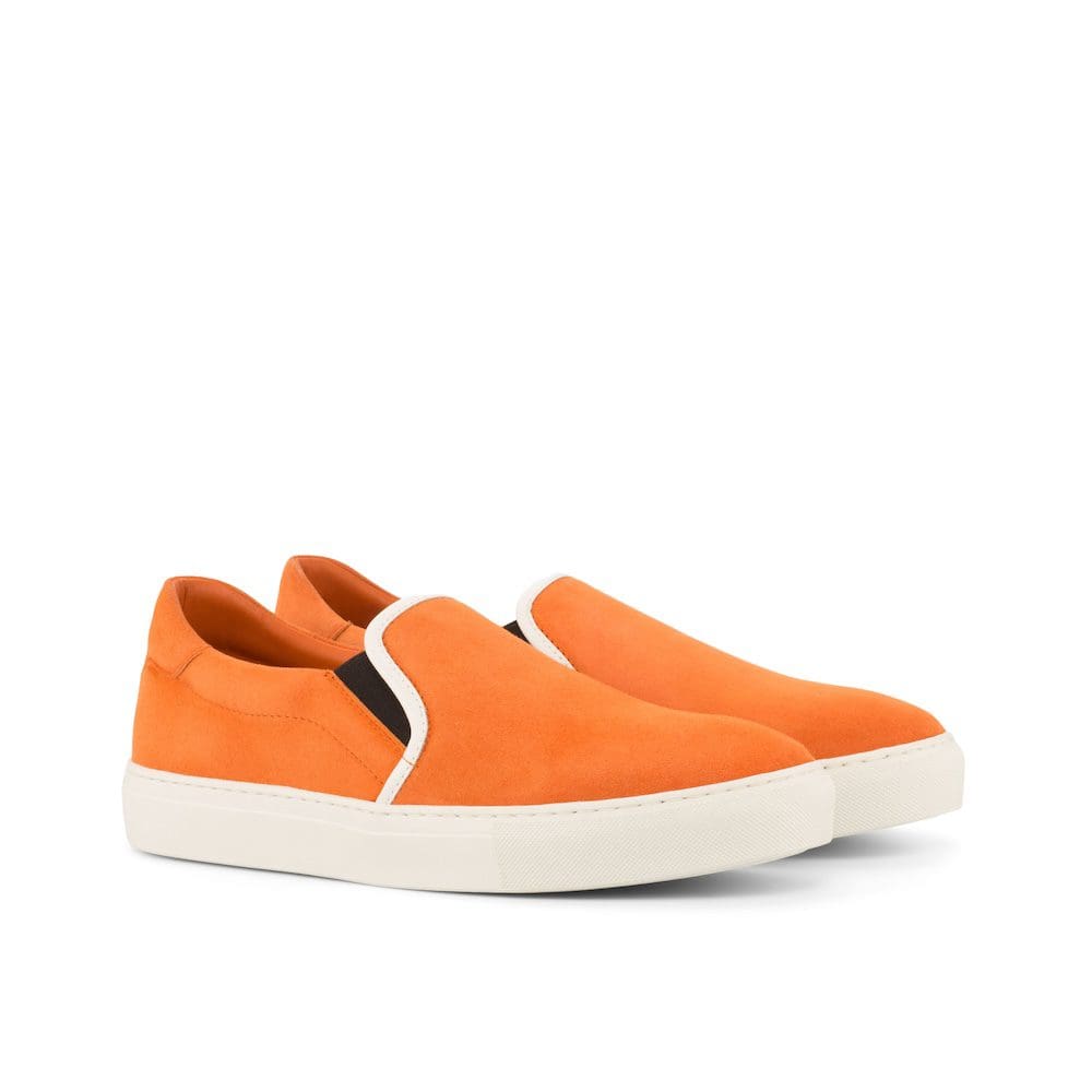 Oranje suede slip on sneakers