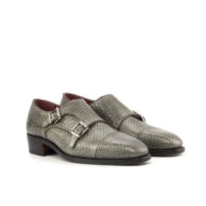 Grijs python leren double monk herenschoenen
